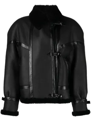 shearling-lined leather aviator jacket