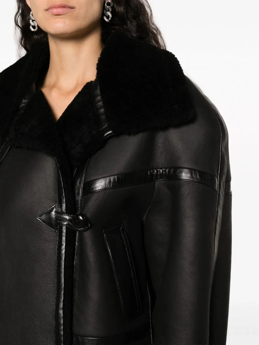 shearling-lined leather aviator jacket