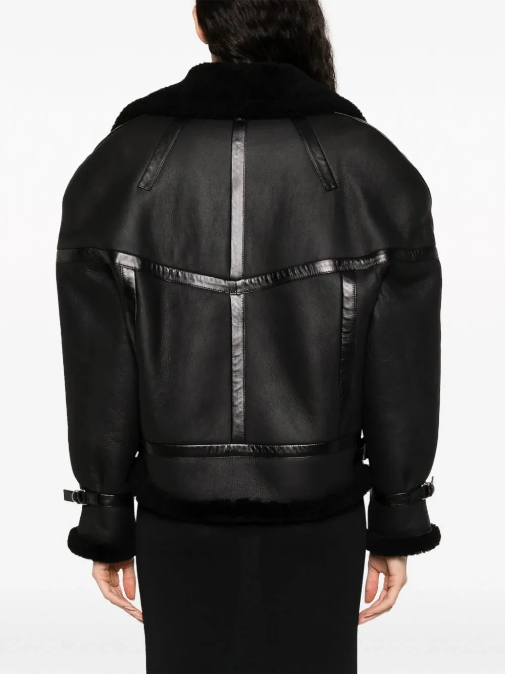 shearling-lined leather aviator jacket