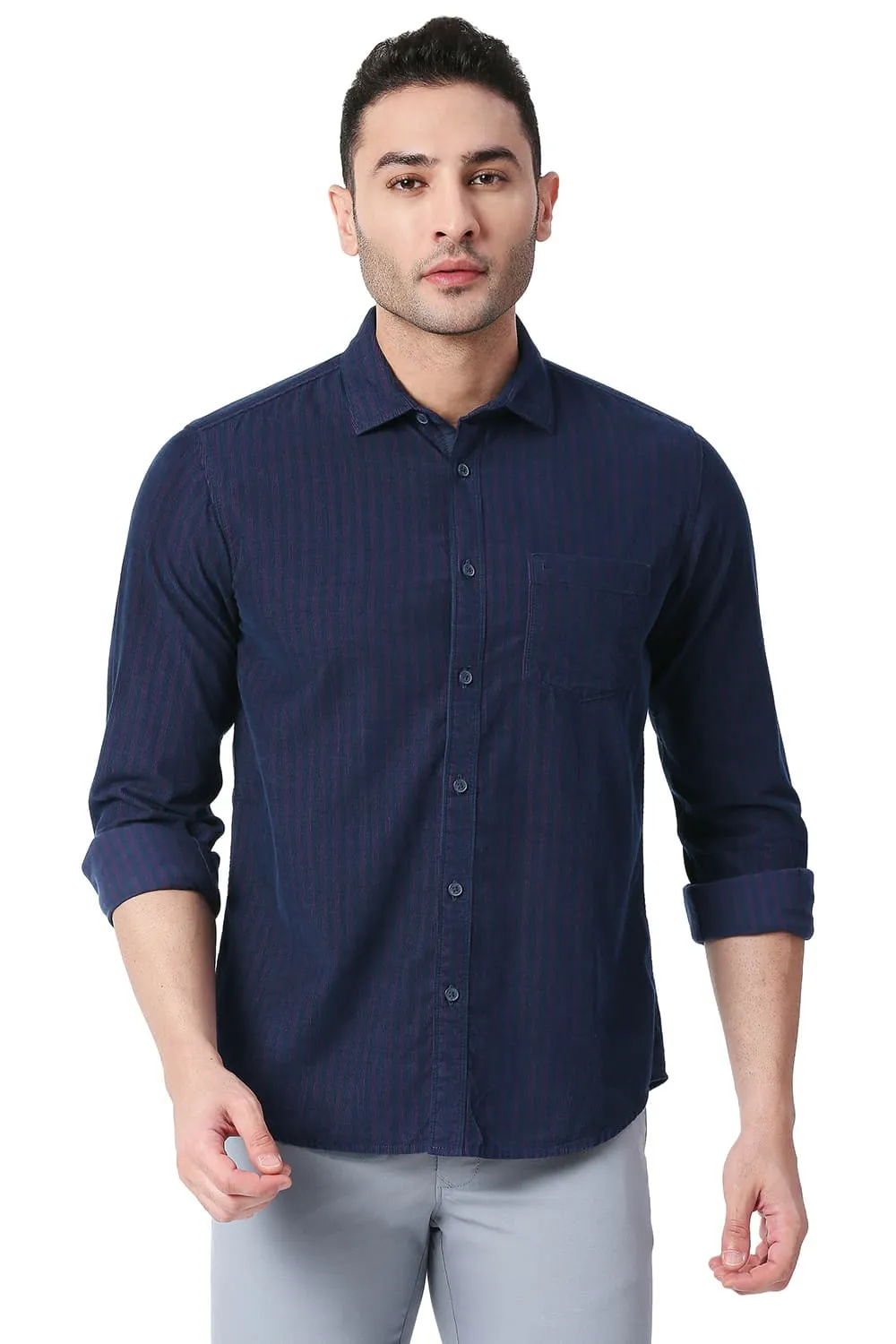 Slim Fit Cotton Corduory Stripe Shirt