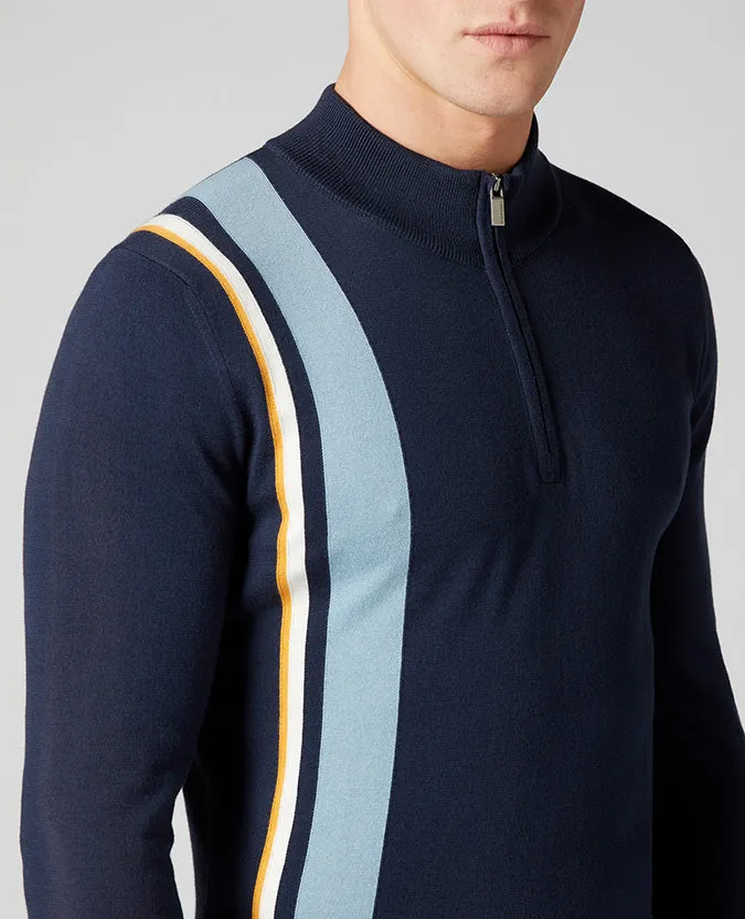 Slim Fit Knitted Cotton Half Zip Sweater