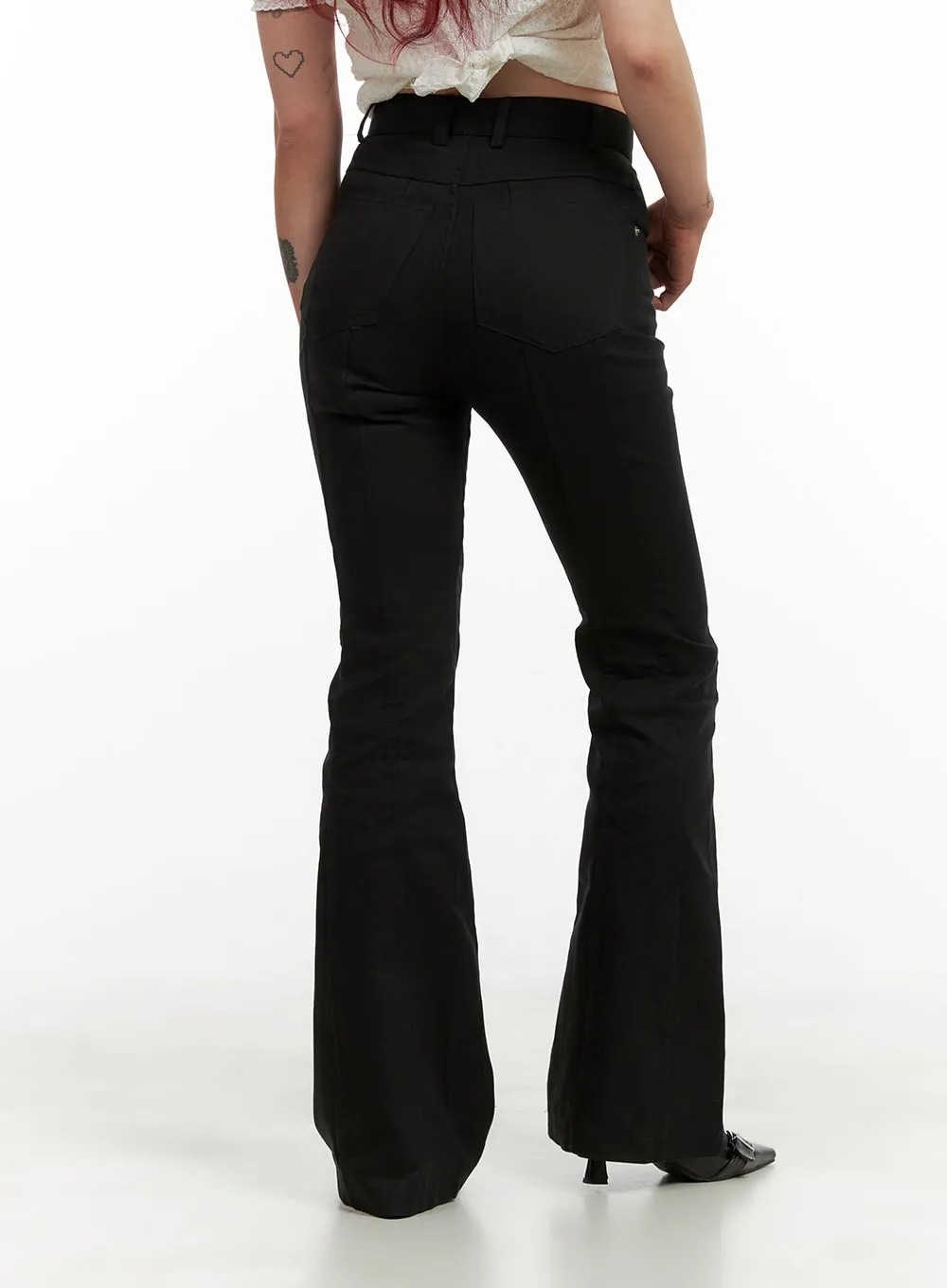 Solid Bootcut Cotton Pants CY430