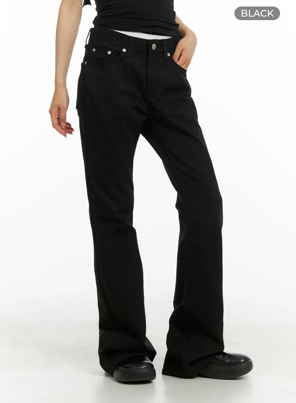 Solid Bootcut Pants CA408