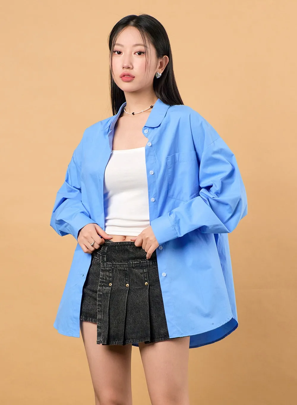 Solid Oversized Blouse IJ430