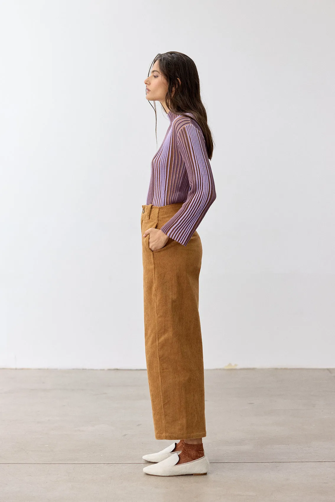 Straight-Fit Cotton Corduroy Trousers - Camel