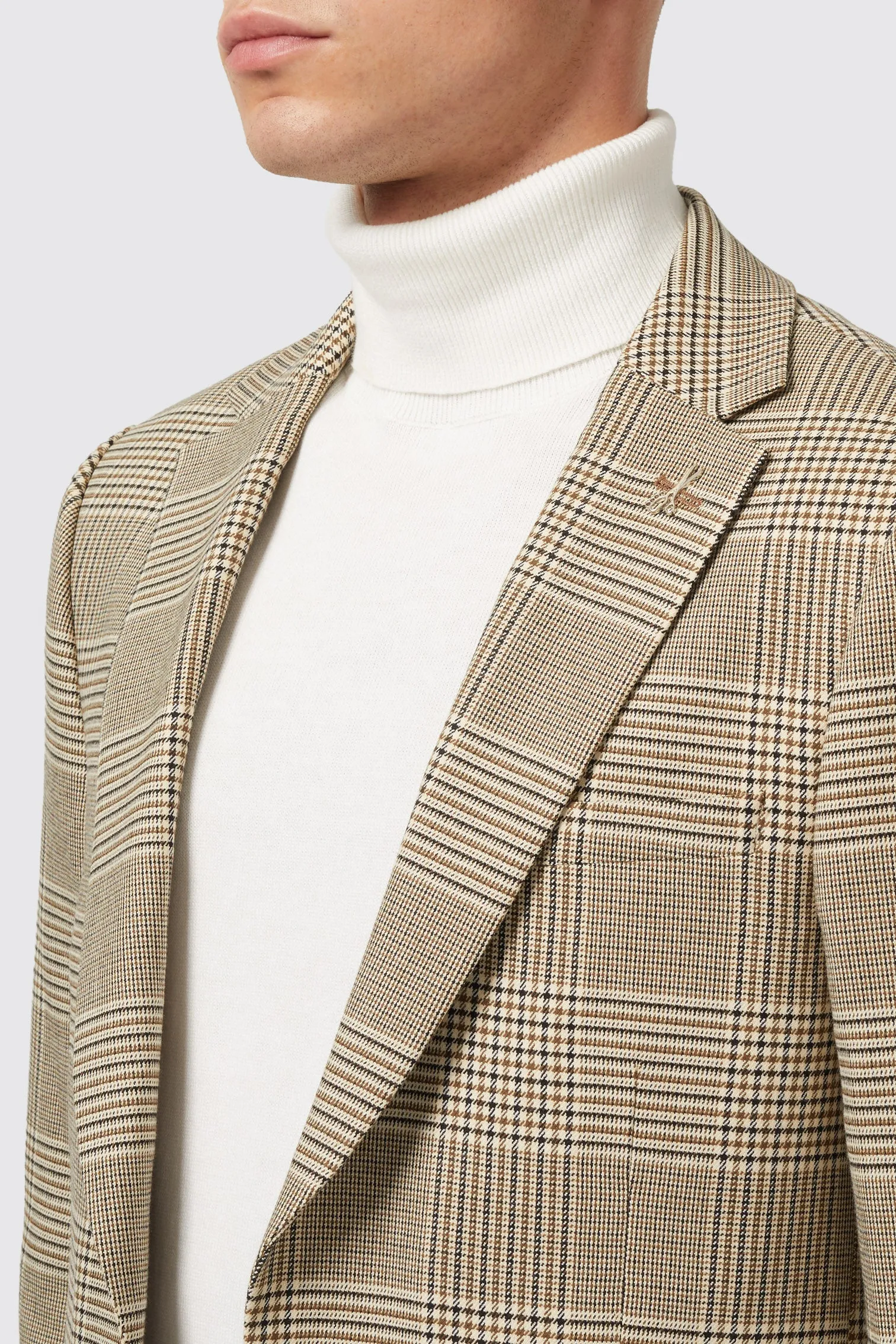 Strauss Slim Fit Neutral Check Jacket