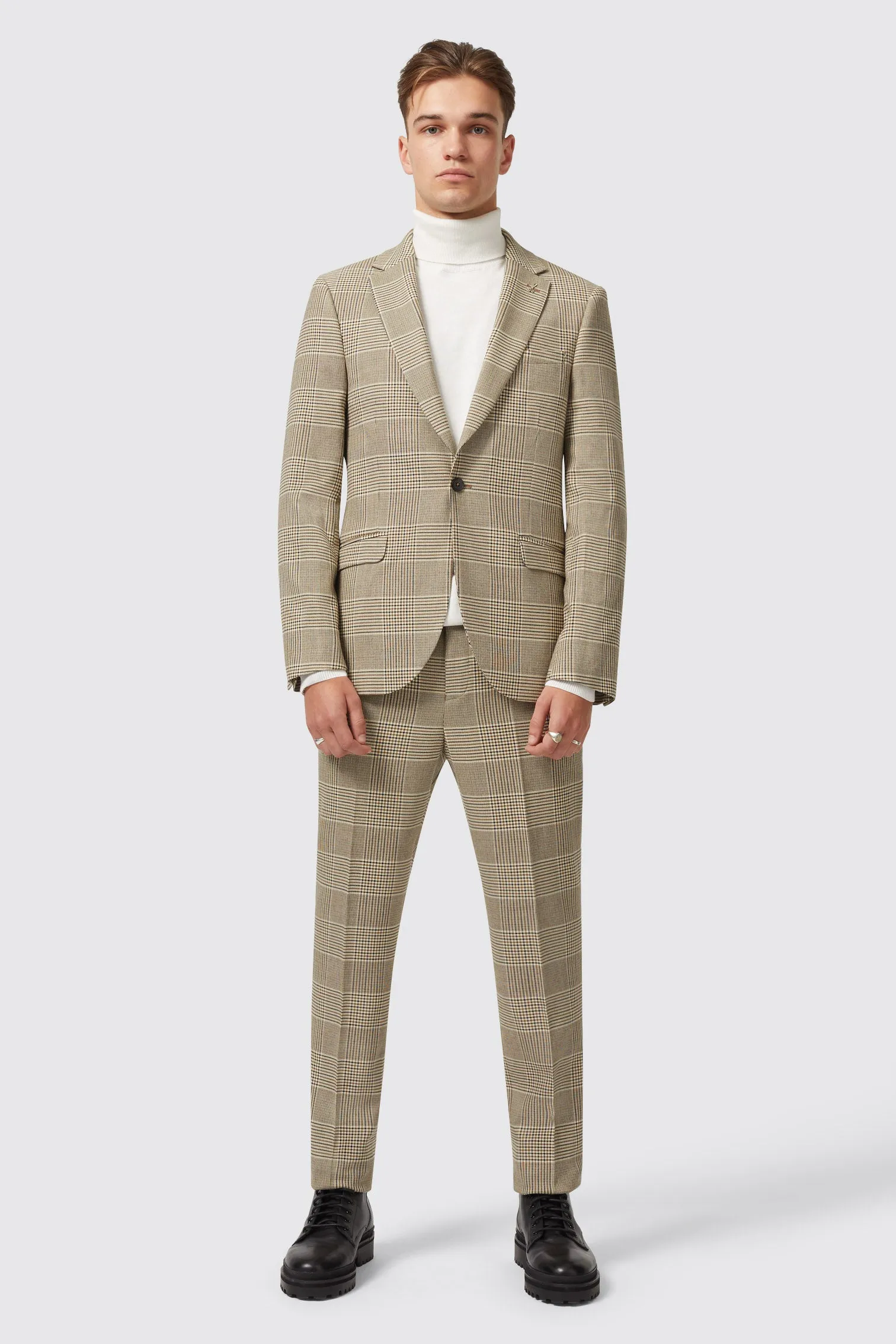 Strauss Slim Fit Neutral Check Jacket