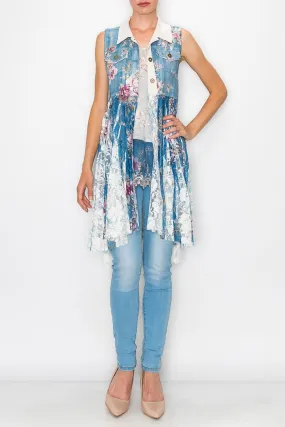 Sueded & Lace Vest, Floral