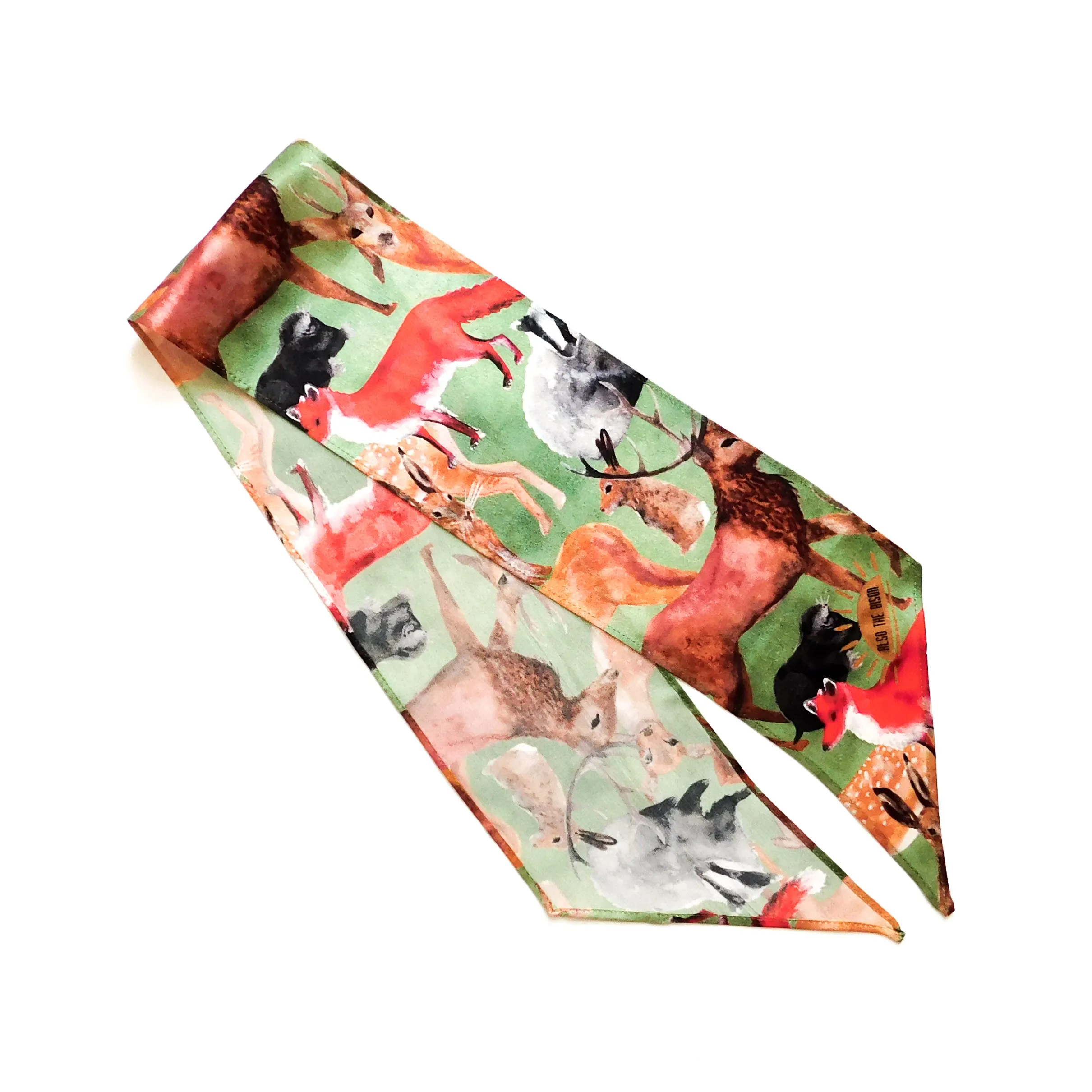 Sylvan Forest Animals Print Silk Skinny Minnie