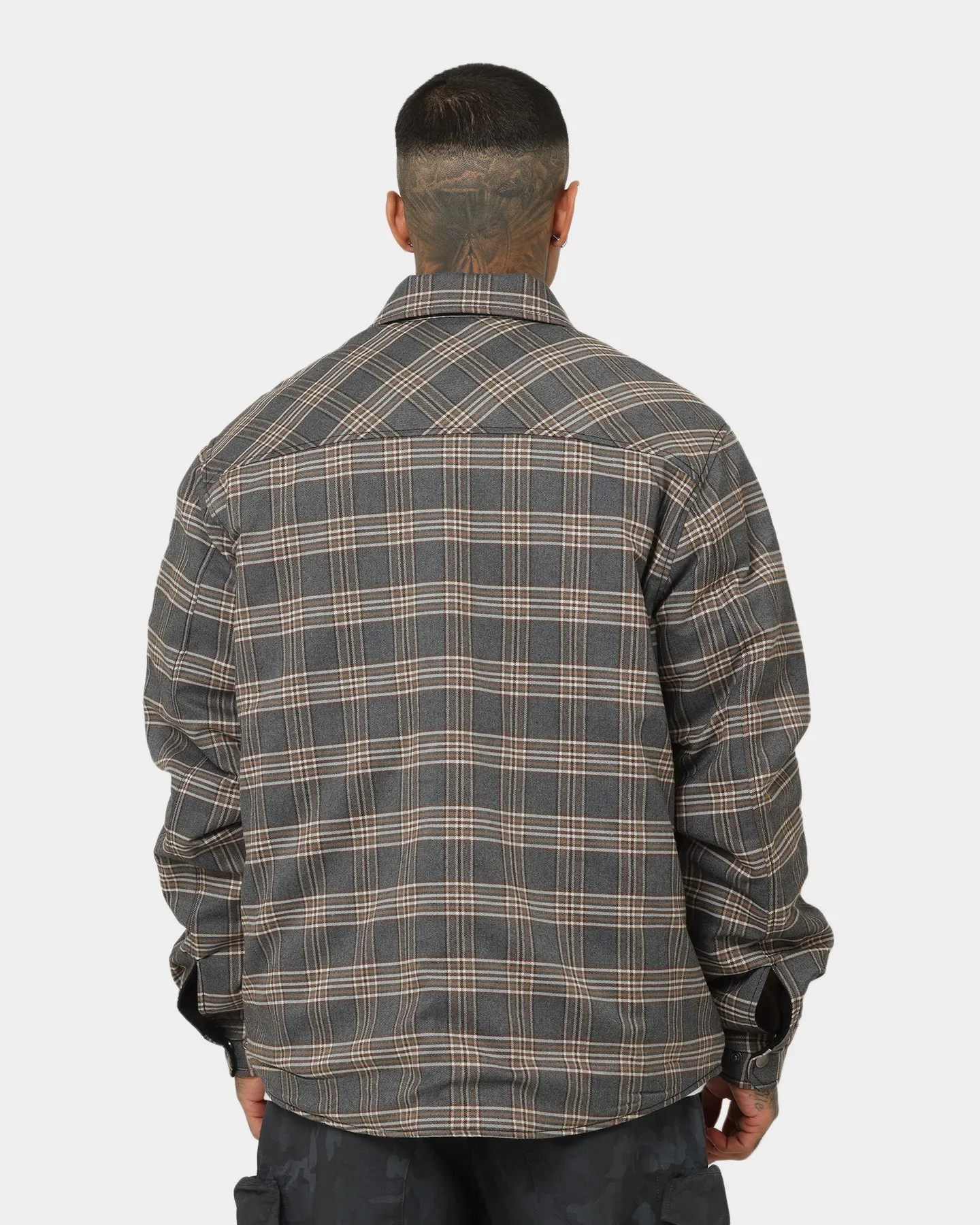 The New Establishment Reversible Quilted Over Shirt Navy Check