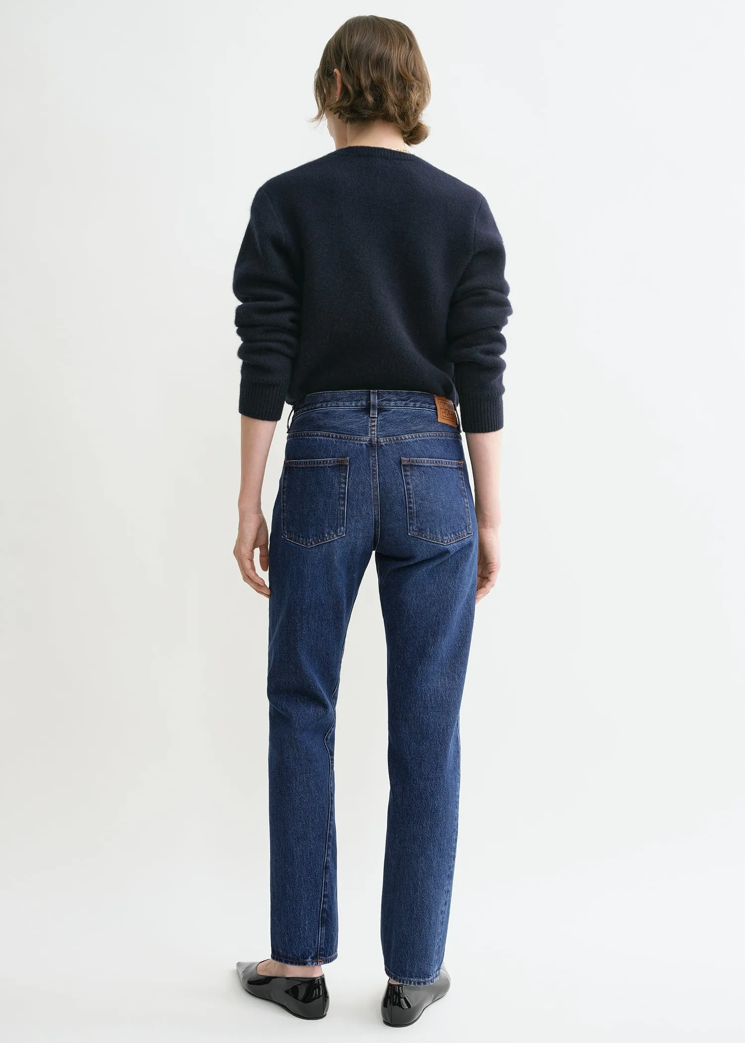 Twisted seam denim dark blue