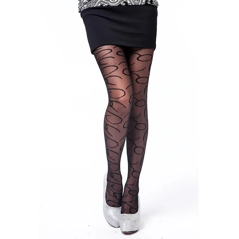 Ultra Sheer Floral Pantyhose for Women - Thin Core-Spun Knit with Spandex and Nylon Blend