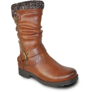 VANGELO Waterproof Women Boot HF0601 Ankle Winter Fur Casual Boot Brown