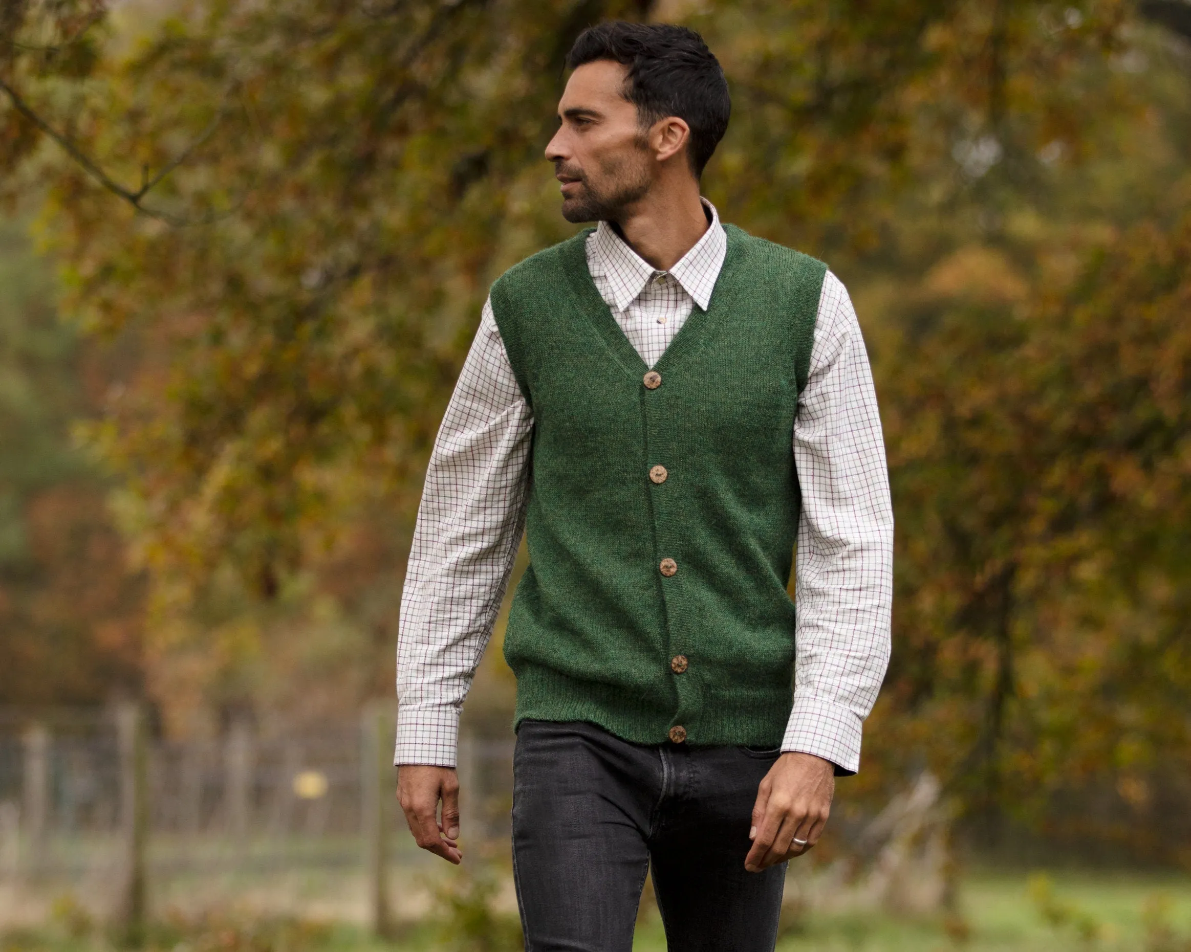 Vest waistcoat 100% alpaca wool knitted men's woollen pullover alpaca fibre knit, warm natural fibres, eco friendly gift PLASTIC FREE