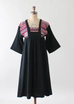 Vintage 1970s Asian Style Wool Blend Dress