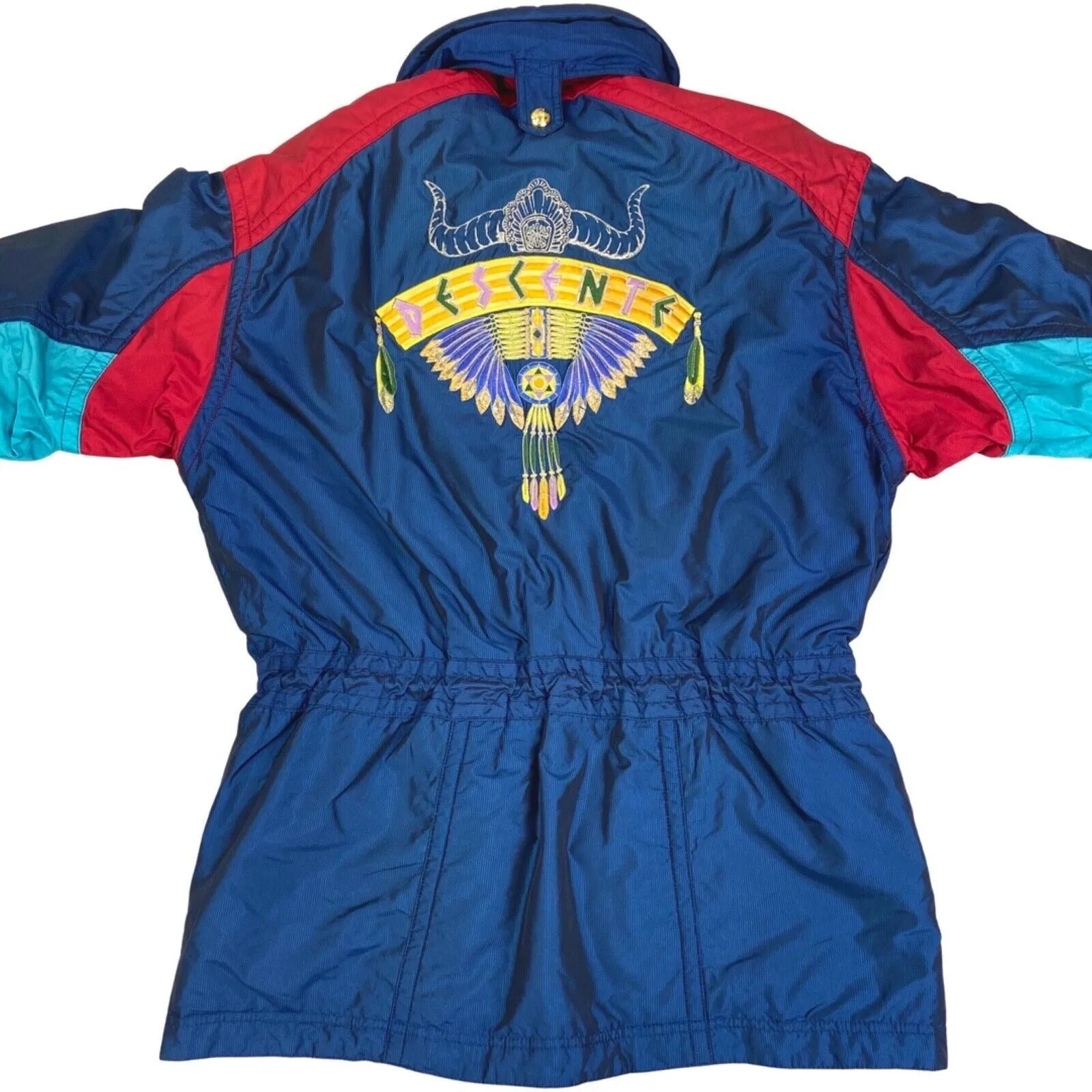 Vintage 90s Blue Red Descente Embroidered Dream Catcher Ski Jacket L