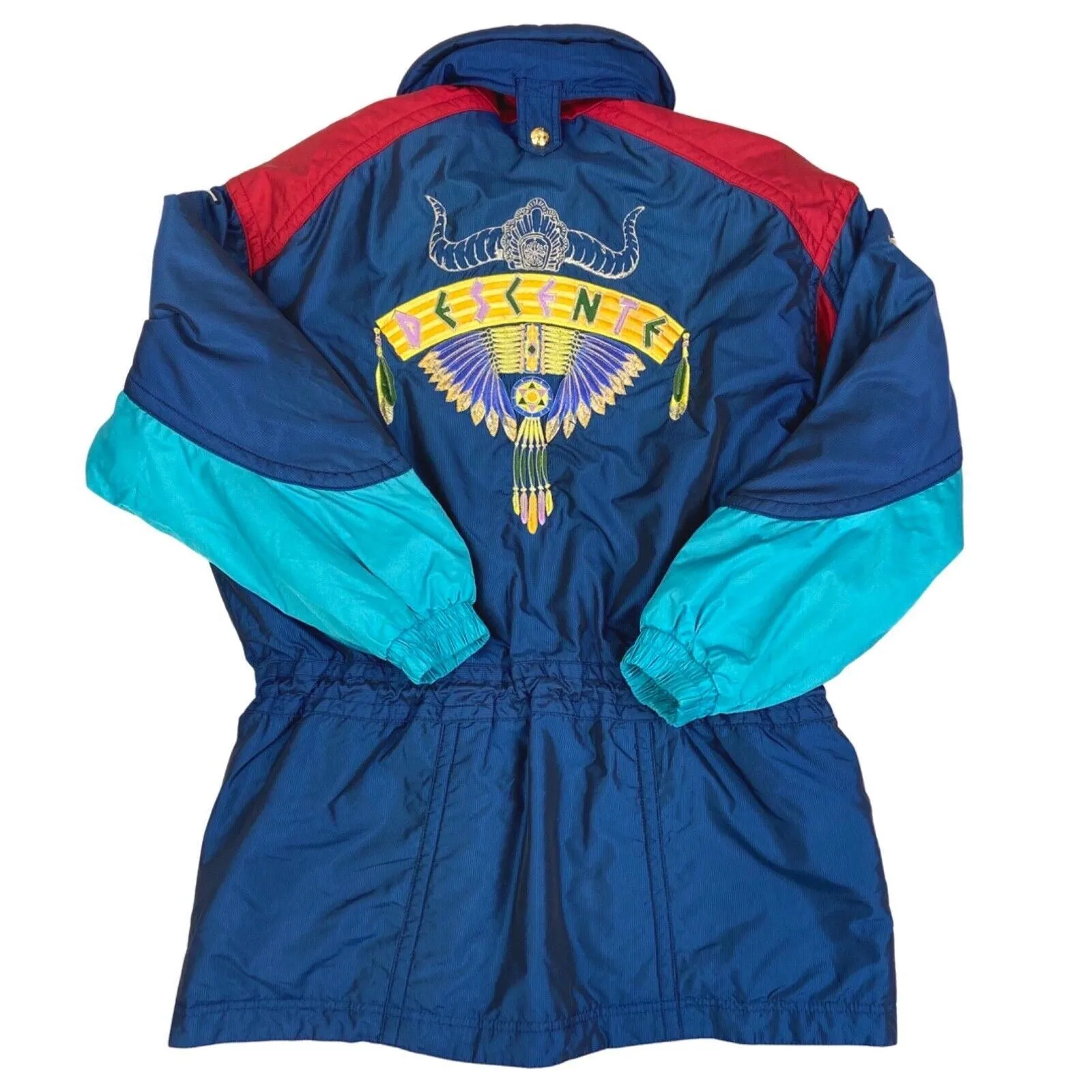 Vintage 90s Blue Red Descente Embroidered Dream Catcher Ski Jacket L