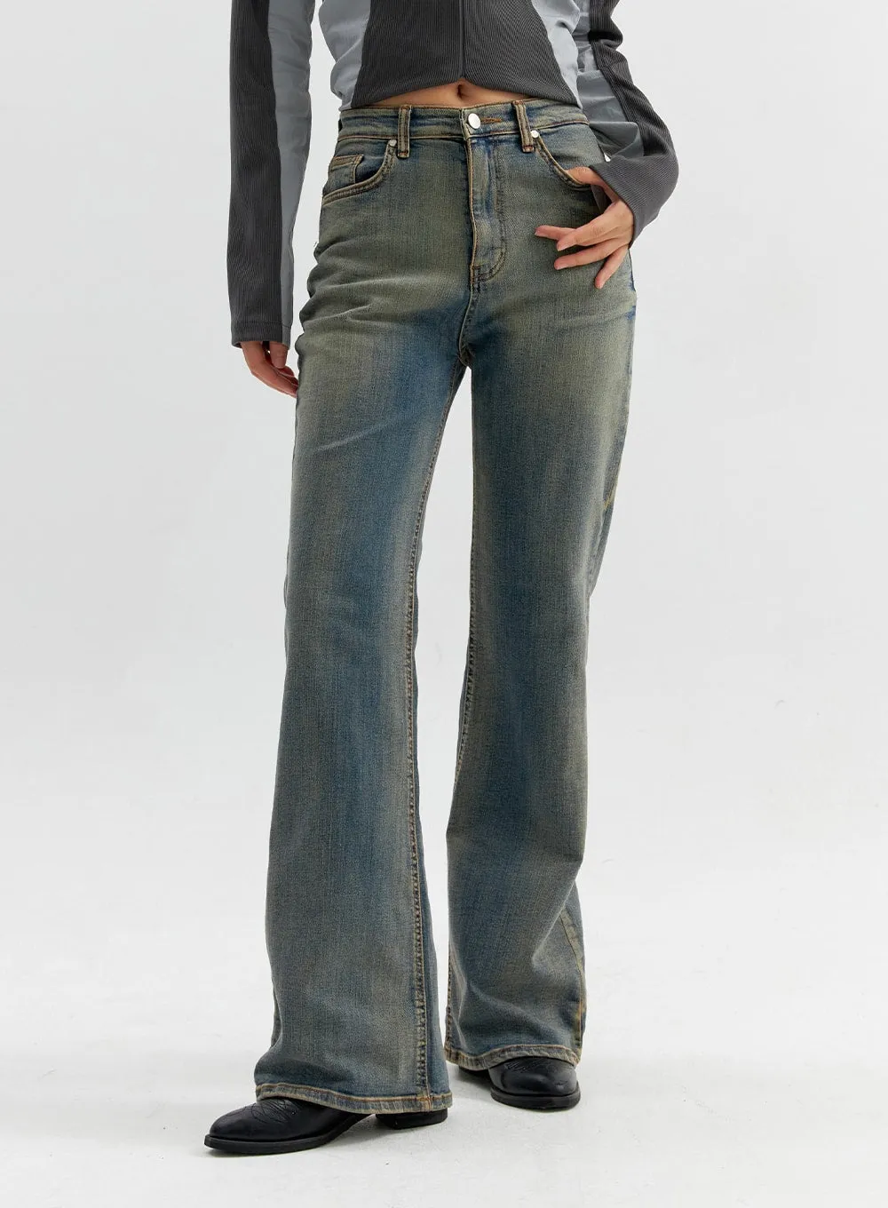 Washed Bootcut Pants CO306