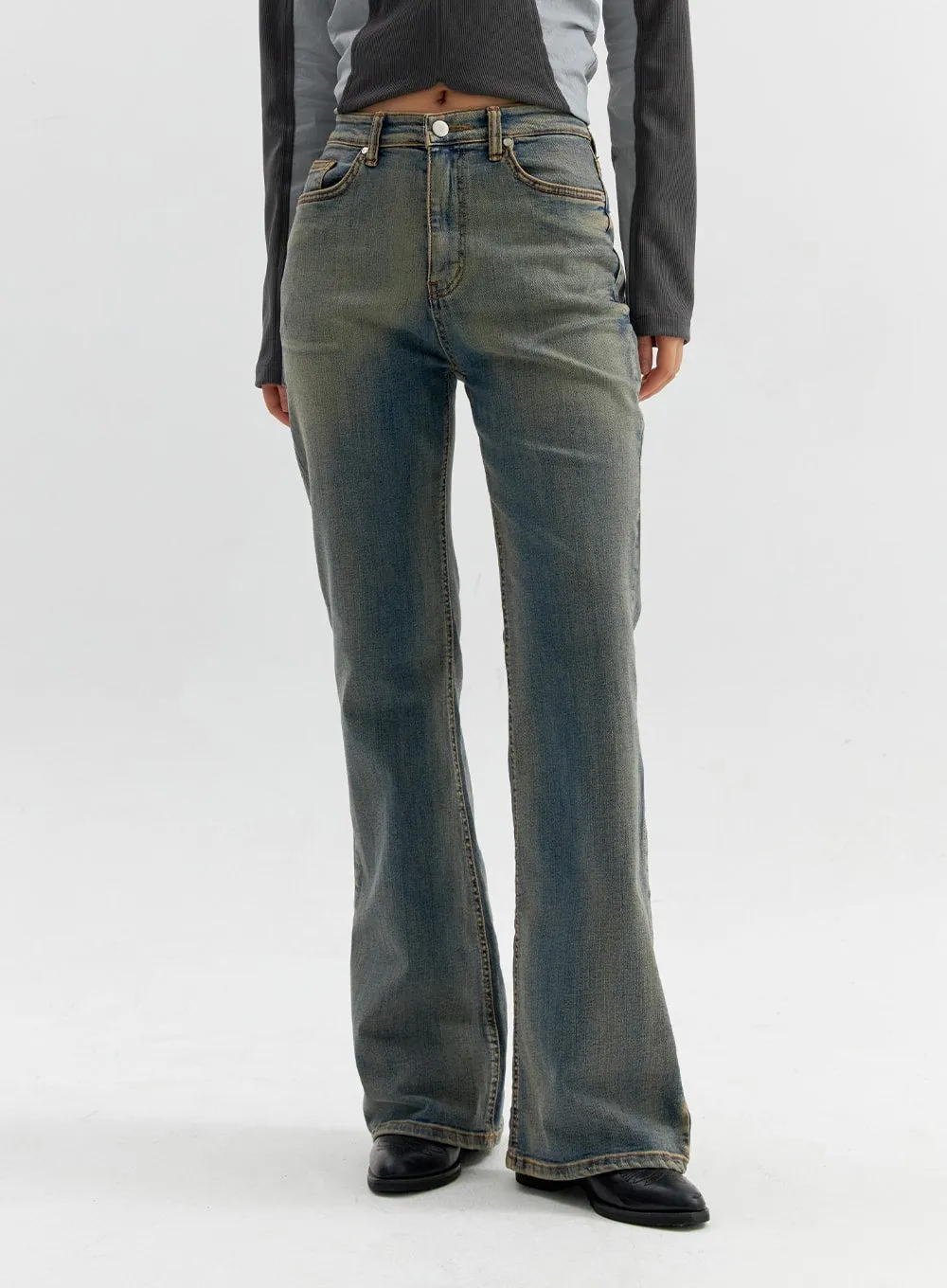 Washed Bootcut Pants CO306