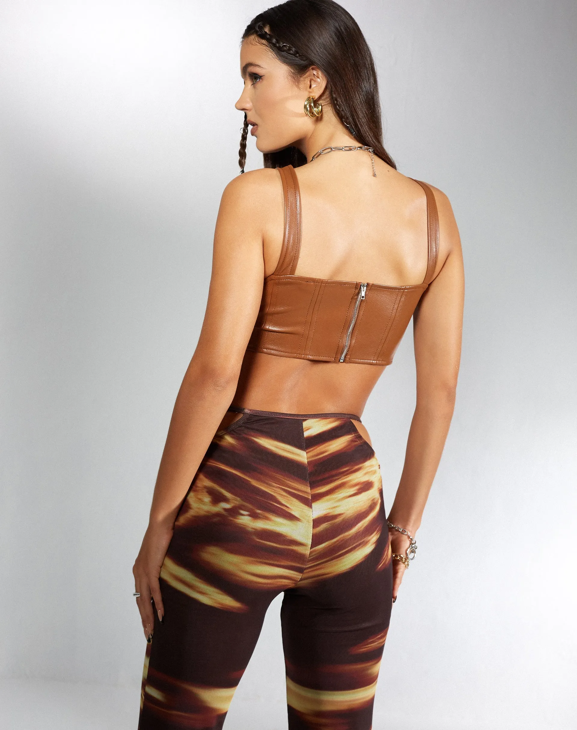 Wawi Crop Top in PU Chocolate