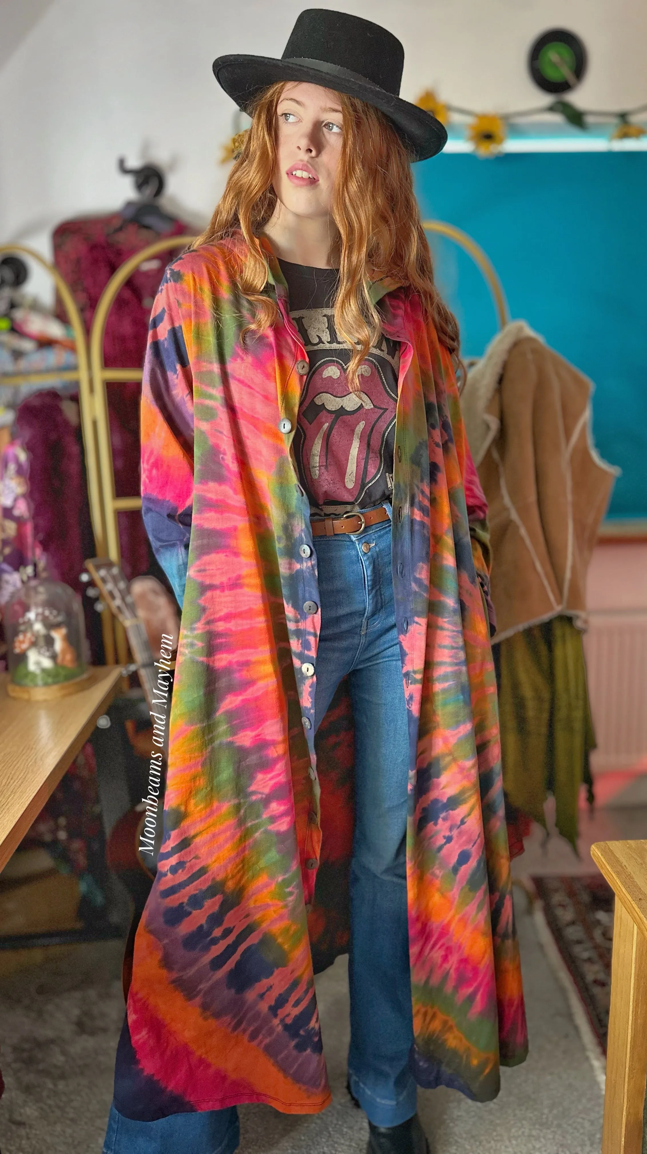 WILD CHILD DESERT BLOOM TIE DYE OVERCOAT DRESS M / L / XL