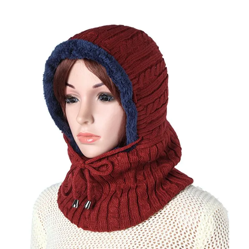 Women Men Couples Multipurpose Balaclava Face Mask Winter Knitted Scarf Skullies Beanies Hat Neck Warmer