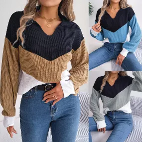 Women’s Long Sleeve Knitted Pullover - Warm Round Neck Casual Sweater