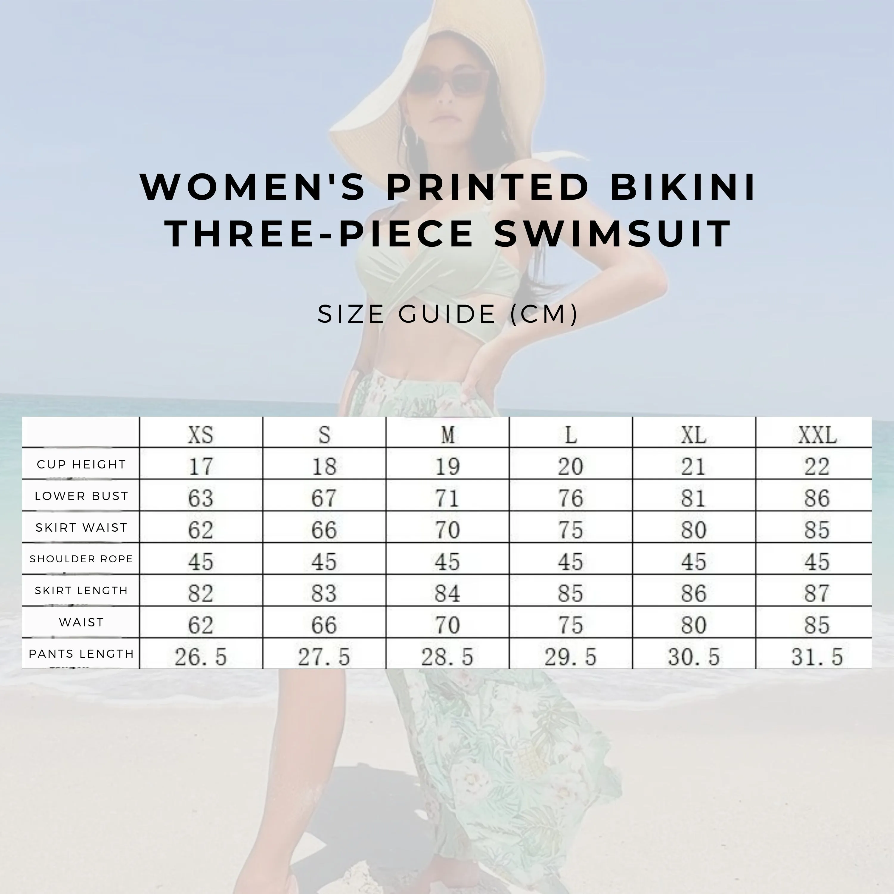 Women's Printed Bikini Three-piece Swimsuit