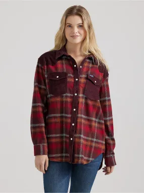 Women's Wrangler Retro Corduroy Flannel Contrast Snap Shirt