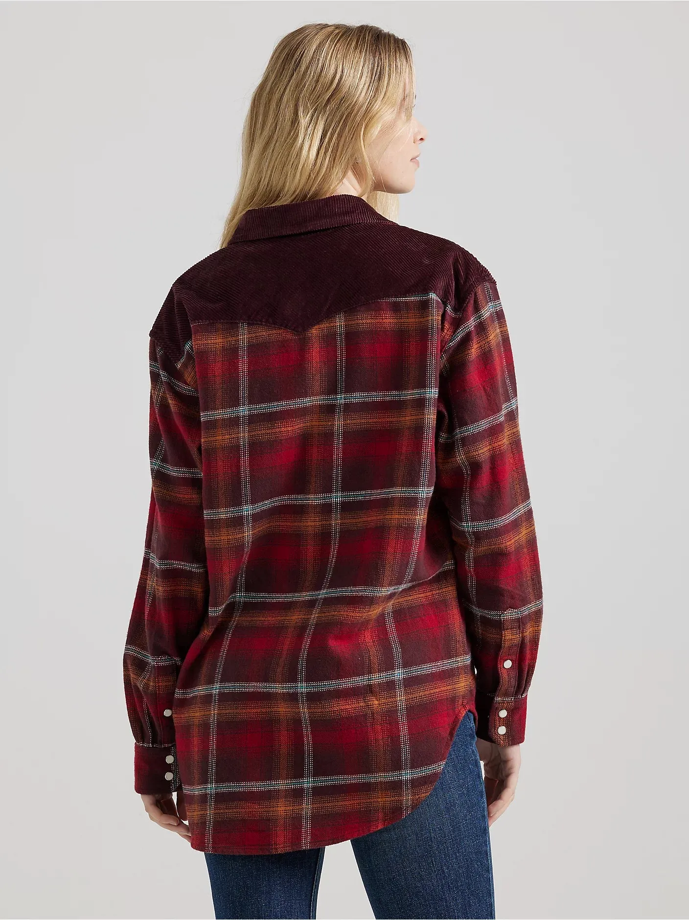 Women's Wrangler Retro Corduroy Flannel Contrast Snap Shirt