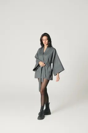 Wool Kimono Jacket Dark Grey